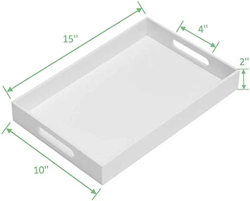 Glossy White Sturdy Acrylic Serving Tray - Image 2