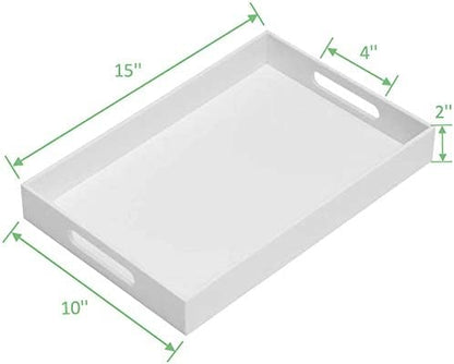 Glossy White Sturdy Acrylic Serving Tray - Image 2