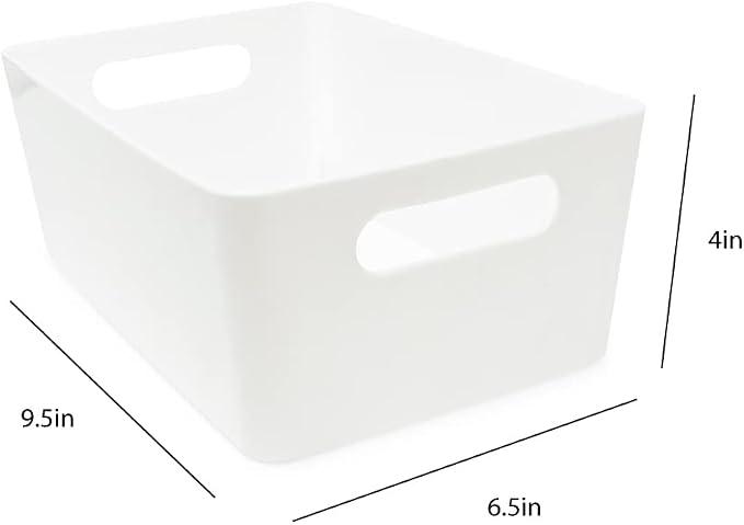 Isaac Jacobs 5-Pack Medium White Storage Bin Set w/Cut-Out Handles, Plastic - Image 2