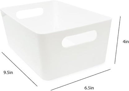 Isaac Jacobs 5-Pack Medium White Storage Bin Set w/Cut-Out Handles, Plastic - Image 2