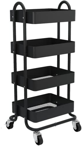 4-Tier Metal Rolling Cart with Wheels, 4 Tier Utility Cart with Wheels - Image 9
