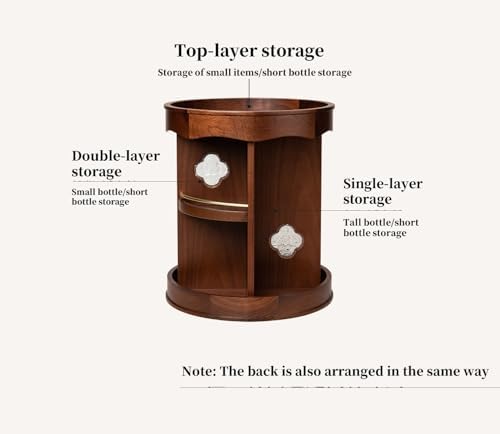 Rotating Vanity Organizer for Makeup, Solid Walnut Cosmetic Carousel - Image 4