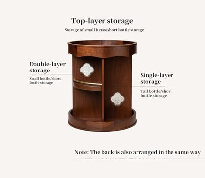 Rotating Vanity Organizer for Makeup, Solid Walnut Cosmetic Carousel - Image 4
