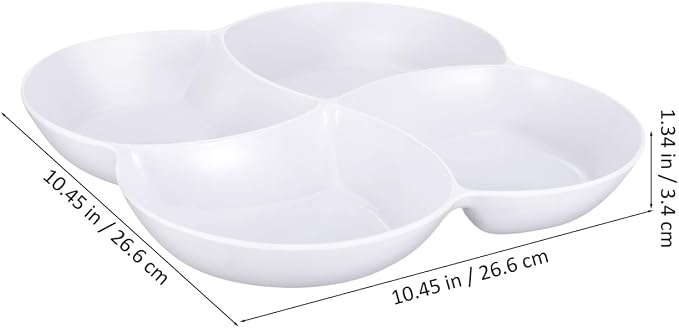 Mikinona Multi-Grid Snack Plate White Melamine Snack Tray - Image 4