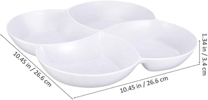 Mikinona Multi-Grid Snack Plate White Melamine Snack Tray - Image 4