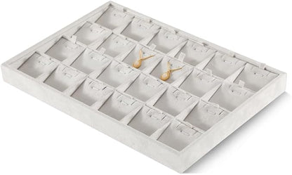 Velvet Necklace Display Tray, Stackable 24 Grid Insert Pendant Necklaces - Image 3
