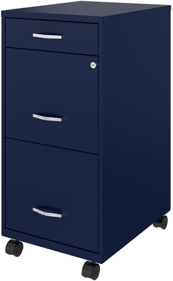 Pemberly Row 3 Drawers 29.52" Vertical Navy Metal Filing Cabinet Lockable - Image 4