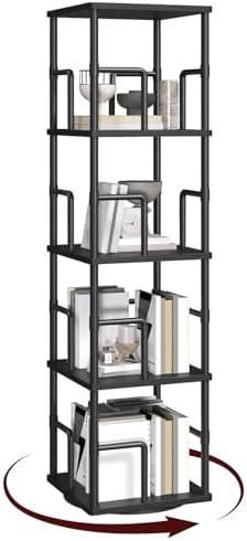 MAHANCRIS 4-Tier Rotating Bookshelf, Freestanding Corner Bookshelf, 360° by MAHANCRIS