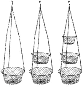 malmo 3-Tier Wire Fruit Hanging Basket, Vegetable Kitchen Storage Basket - Image 3