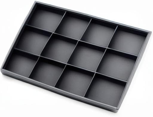 Black PU Leather Jewelry Display Flat Tray Ring Necklace Watch Organizer - Image 10