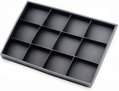 Black PU Leather Jewelry Display Flat Tray Ring Necklace Watch Organizer - Image 10