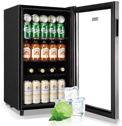WANAI Mini Fridge Glass Door 120 Cans Beverage Refrigerator Small Wine Cooler by WANAI%C2%AE