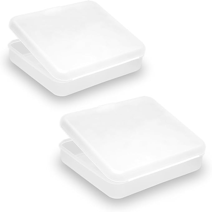 2 Pack Rectangular Clear Frosted Plastic Box Containers by FarmerMani