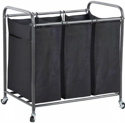 STO STO Laundry Sorter 3 Section, 3 Bag Laundry Hamper, Rolling Laundry Cart - Image 7
