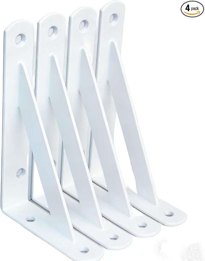 4 Pack L6 x H 4" White Heavy Duty Shelf Brackets by MHMYDZ