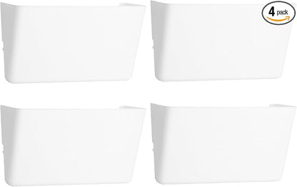 4 Pack White Plastic Single Pocket Hanging File Organizer, Wall Mount Paper by EASEPRES