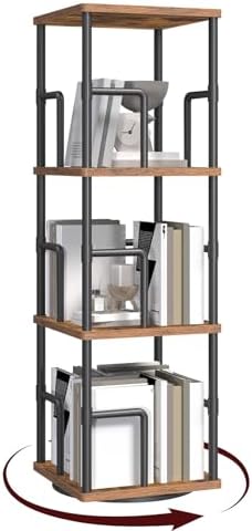 MAHANCRIS 3-Tier Rotating Bookshelf, Freestanding Corner Bookshelf, 360° by MAHANCRIS