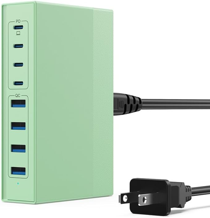200W USB C Charger Block, 8-in-1 GaN III USB C Charger Fast Charging Station Hub by FOCHEW