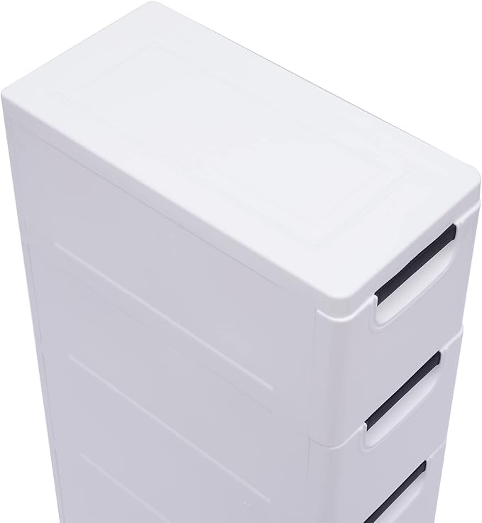 5 Tier White Plastic Storage Cabinet Stackable 5 Drawers Vertical Clothes - Image 5