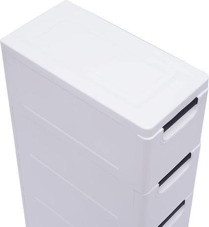 5 Tier White Plastic Storage Cabinet Stackable 5 Drawers Vertical Clothes - Image 5