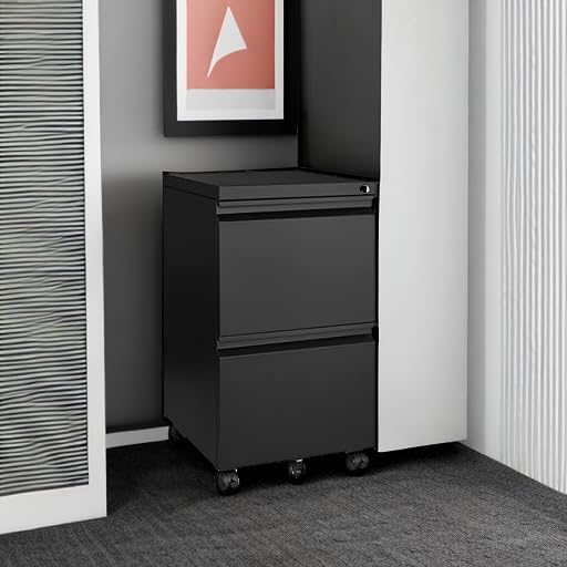 MIIIKO 2 Drawer File Cabinet on Wheels, Home Office Mobile Under Desk - Image 6