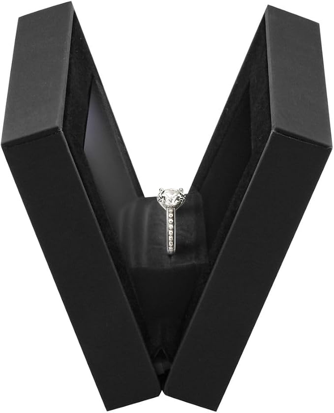 Allure - Slim Ring Box With LED Light, Square Shaped Elegant Flat Diamond Ring by ALLURE