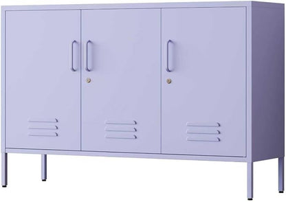 31.5 Inch Tall Lockable Lavender Purple Metal TV Storage Cabinet, Industrial - Image 9