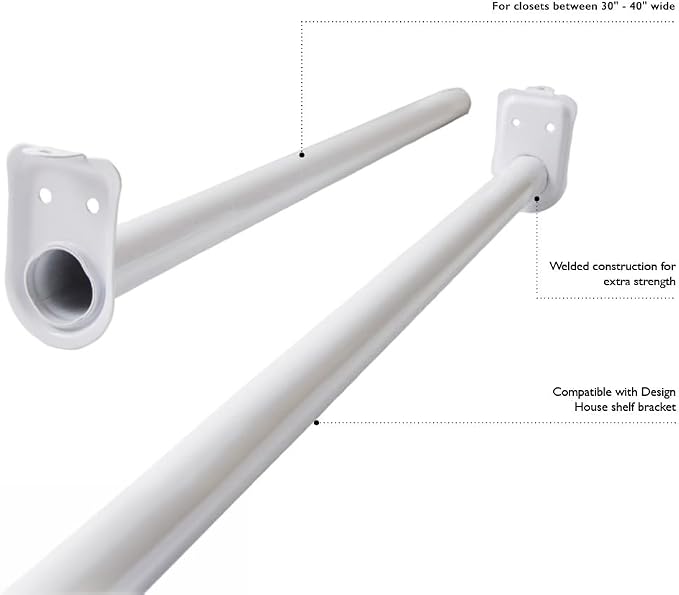 Adjustable Closet Rod, Steel 30 Inch to 48 Inch, 30 Pound Capacity - Image 5