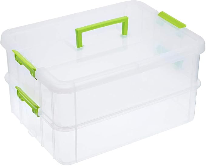 JUXYES 2-Tiers Stack Carry Storage Box by JUXYES