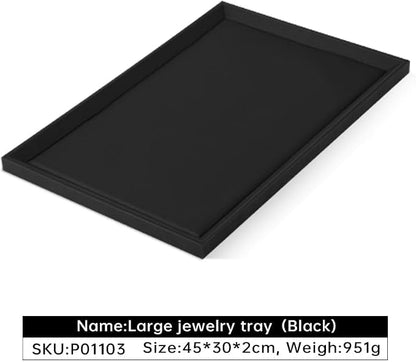 Stackable Jewelry Trays, Leather Tray, Premium Black Jewelry Flat Trays - Image 3