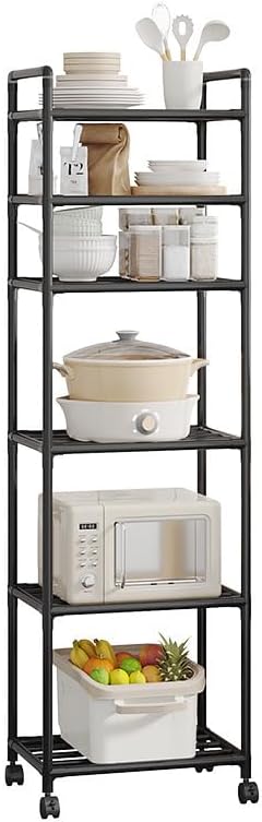 Black Shelving Unit, 6 Tier Tall Narrow Shelving Unit - Image 7
