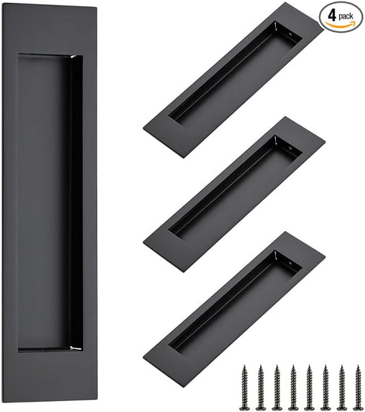 Ravinte 4 Pack Black Sliding Closet Door Handles Black Flush Pulls 8 inch by Ravinte