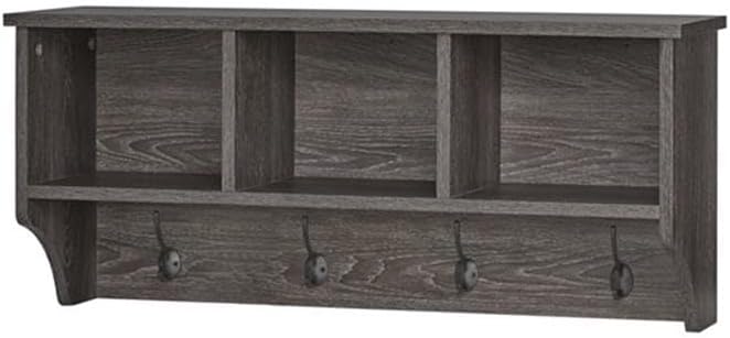 RiverRidge Home Woodbury Collection Cubbies and Hooks Wall Shelf, Dark - Image 4