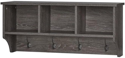 RiverRidge Home Woodbury Collection Cubbies and Hooks Wall Shelf, Dark - Image 4