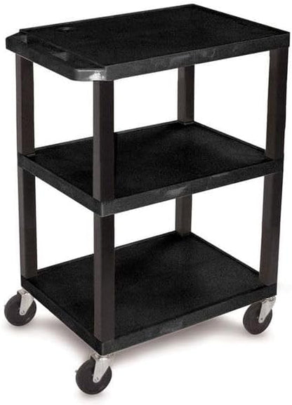Sim Supply Utility Cart with Lipped Plastic Shelves: 300 lb Load Capacity - Image 2