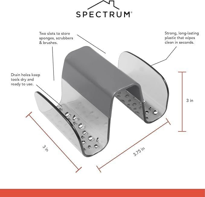 Spectrum Sink Saddle for Kitchen Sink Gray Slate Tint Sponge and Brush Holder - Image 3