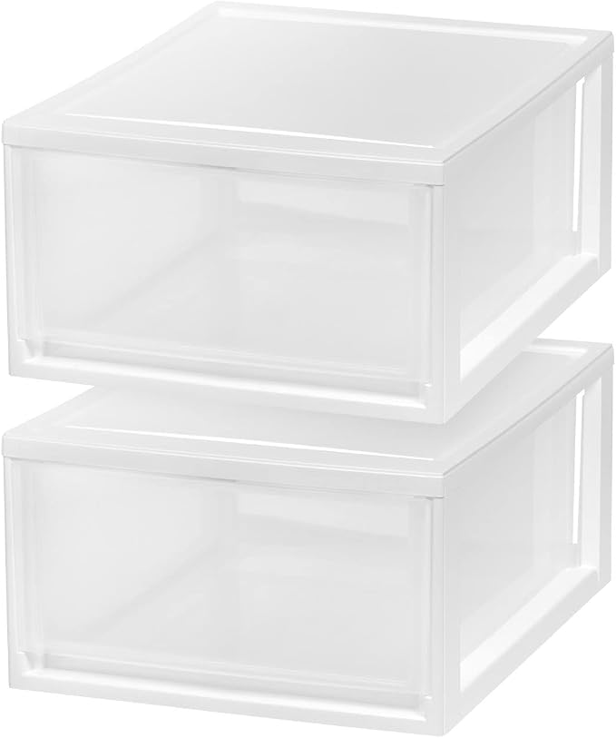 IRIS USA 30 Qt. Plastic Drawer Storage Organizer Stacking Drawers, Stackable - Image 5