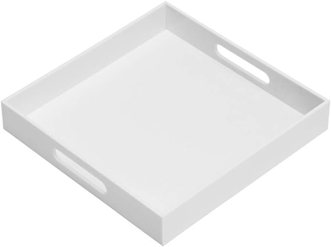 Glossy White Sturdy Acrylic Serving Tray by KEVLANG