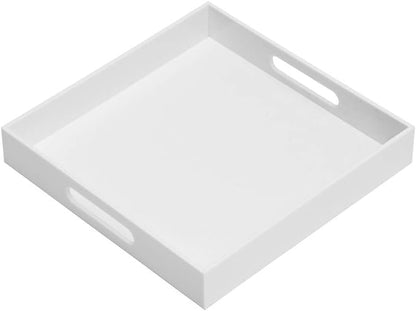 Glossy White Sturdy Acrylic Serving Tray by KEVLANG