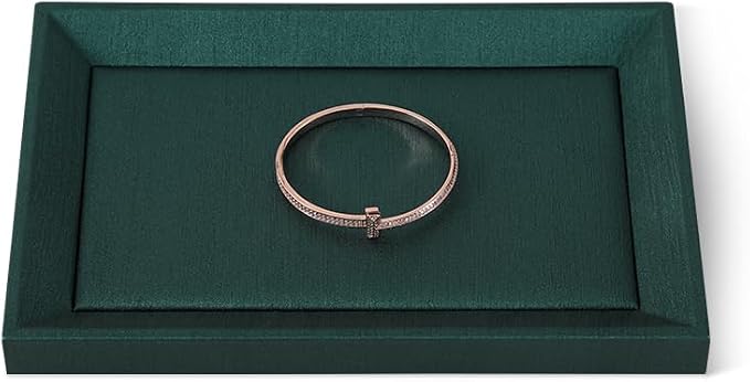 Flat Tray For Jewelry, Leather Tray, Premium Green Jewelry Tray, Stackable - Image 2