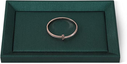 Flat Tray For Jewelry, Leather Tray, Premium Green Jewelry Tray, Stackable - Image 2