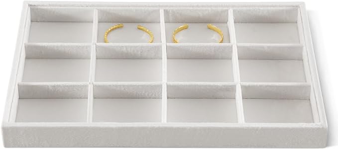 Velvet Stackable Jewelry Display Tray, 12 Grid Watch Bangle Bracelet Storage by Dansmiy