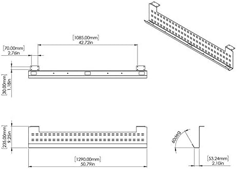 Stand Up Desk Store Under Desk Cable Management Tray Black Horizontal Computer - Image 3