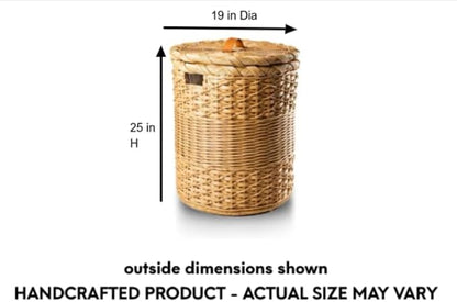 The Basket Lady Round Wicker Laundry Hamper, 19 in Dia x 25 in H - Image 9