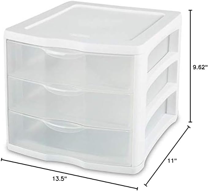 Sterilite 17918004 Compact Portable 3 Storage Drawer Organizer Cabinet - Image 3