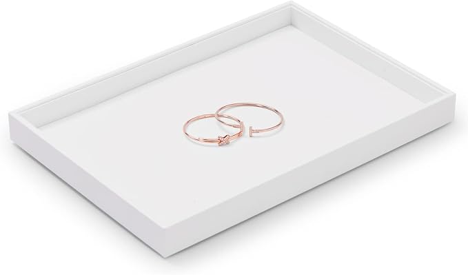 Oirlv Premium White Leather Stackable Jewelry Tray Flat Jewelry Organizer Tray - Image 3