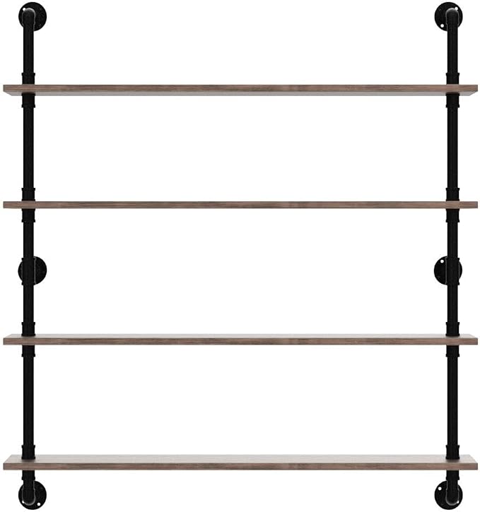 HDDFER Floating Bookshelf Shelves Industrial Pipe Shelving Floating Pipe Shelf - Image 4