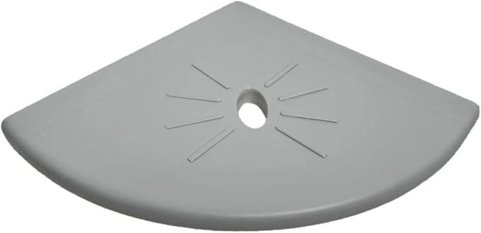 Tenedos Resin Decor 8 Inches Corner Shower Shelf – Light Grey Flatback 9x9 Wall by Tenedos