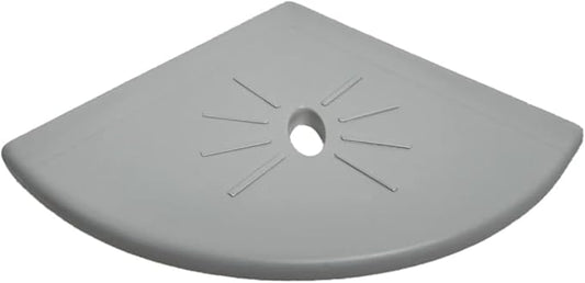 Tenedos Resin Decor 8 Inches Corner Shower Shelf – Light Grey Flatback 9x9 Wall by Tenedos