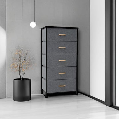 Tall Dresser, Wide Vertical Fabric Storage Organizer, 5 Drawers | Sturdy Steel - Image 5